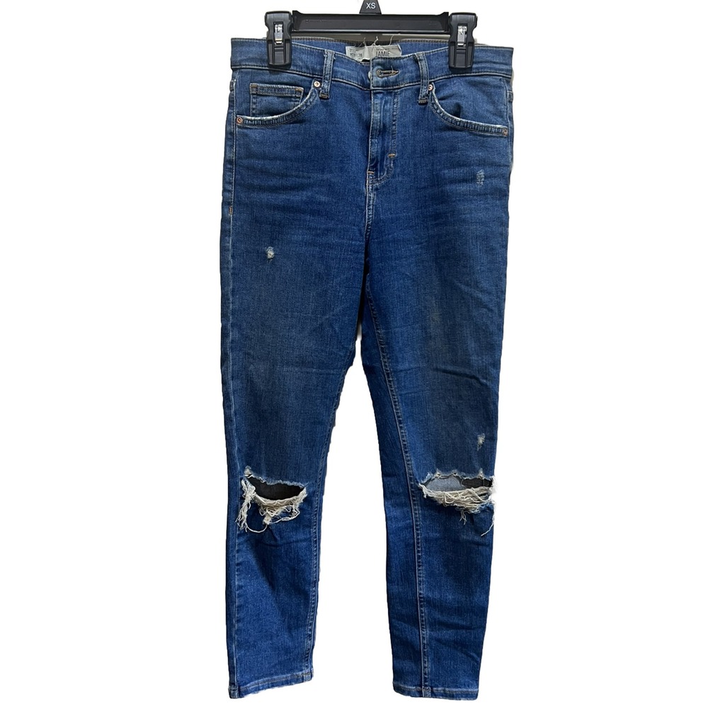 Topshop Moto‎ Jamie High Rise Skinny Jeans Medium Wash Stretch Size 28